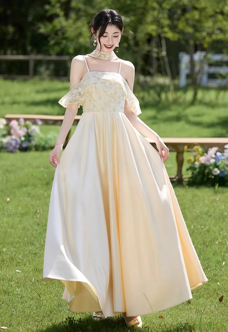 flutter sleeve bridesmaid dress Black Sleeves Lace Chiffon Gown Stunning Brown Prom Dresses Size:Collar 17 Date Night Dress