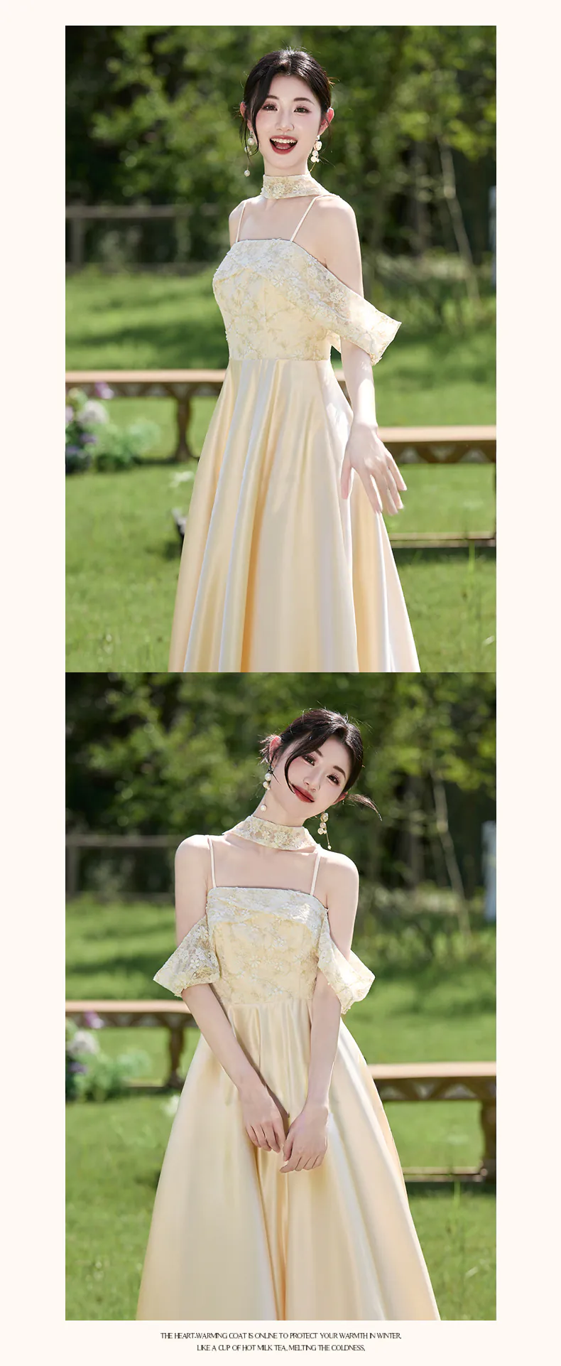 A-Line-Floral-Lace-Champagne-Maid-of-Honor-Bridesmaid-Dress-Long-Gown12