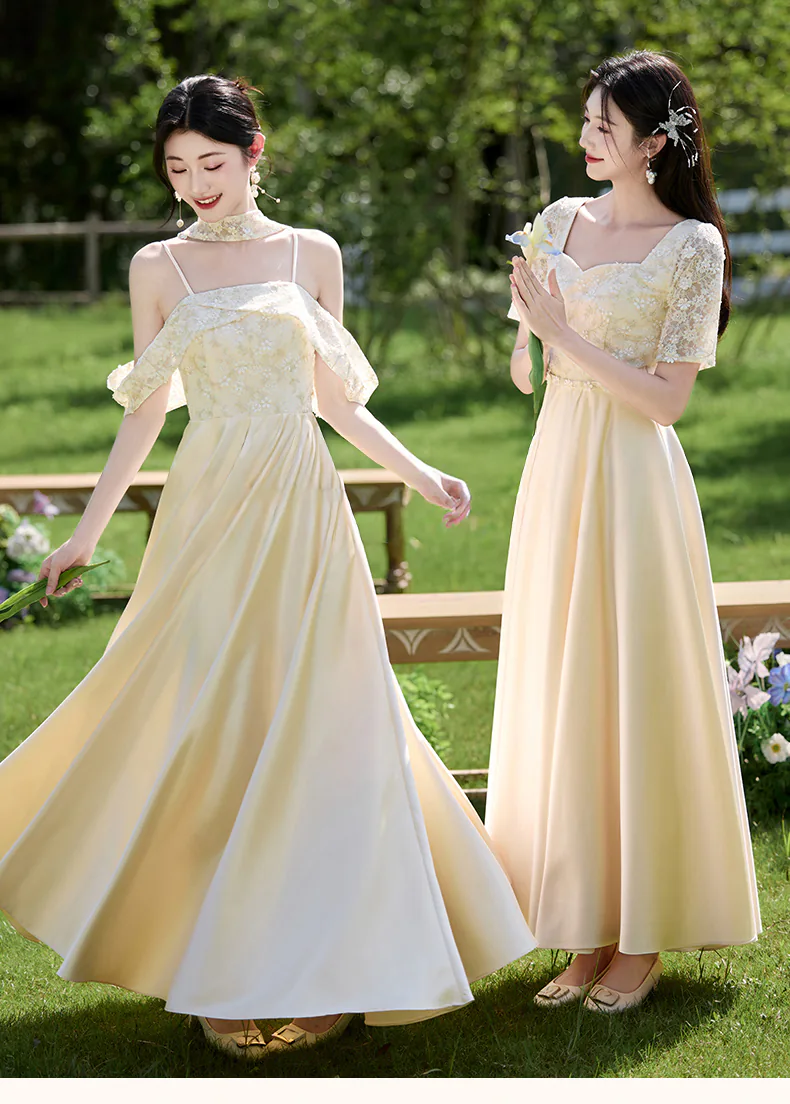 A-Line-Floral-Lace-Champagne-Maid-of-Honor-Bridesmaid-Dress-Long-Gown13