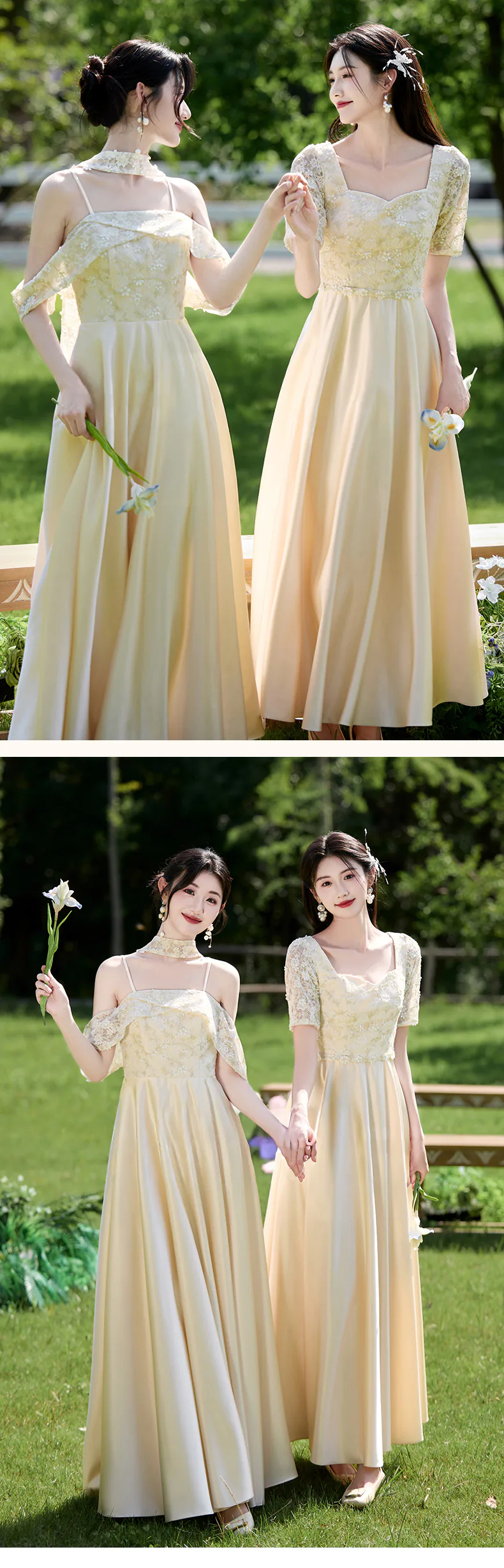A-Line-Floral-Lace-Champagne-Maid-of-Honor-Bridesmaid-Dress-Long-Gown18
