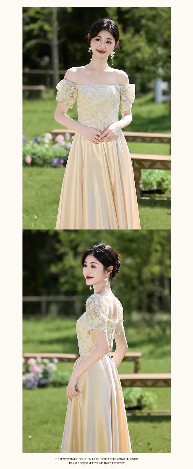 A-Line-Floral-Lace-Champagne-Maid-of-Honor-Bridesmaid-Dress-Long-Gown21