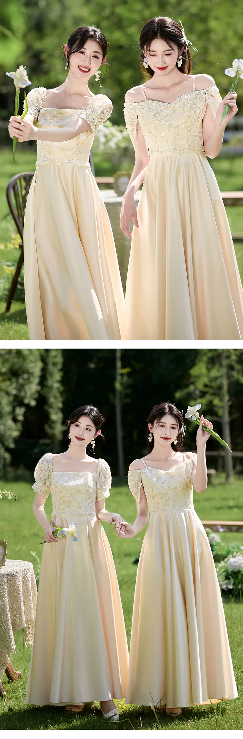 A-Line-Floral-Lace-Champagne-Maid-of-Honor-Bridesmaid-Dress-Long-Gown23