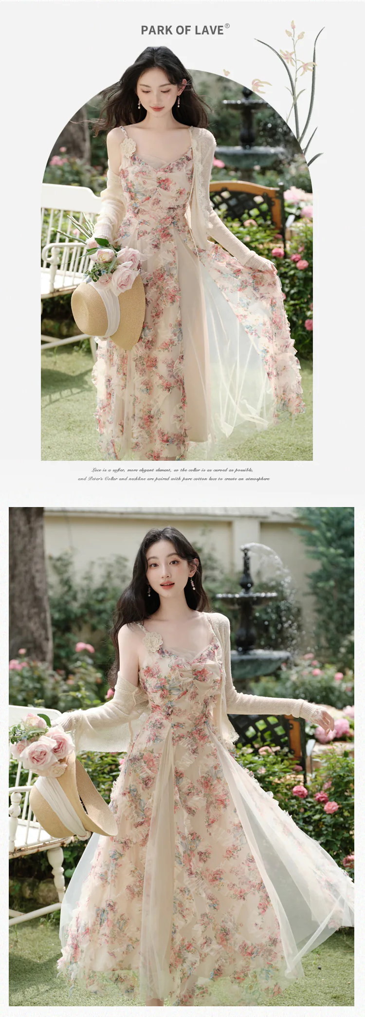 Aesthetic-Floral-Tulle-Dress-with-Sheer-Cardigan-2-Piece-Vacation-Set09