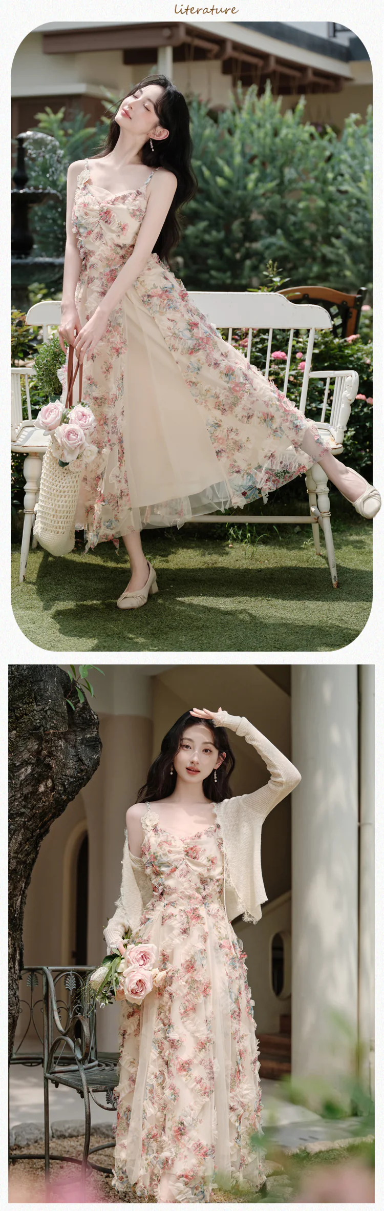 Aesthetic-Floral-Tulle-Dress-with-Sheer-Cardigan-2-Piece-Vacation-Set11