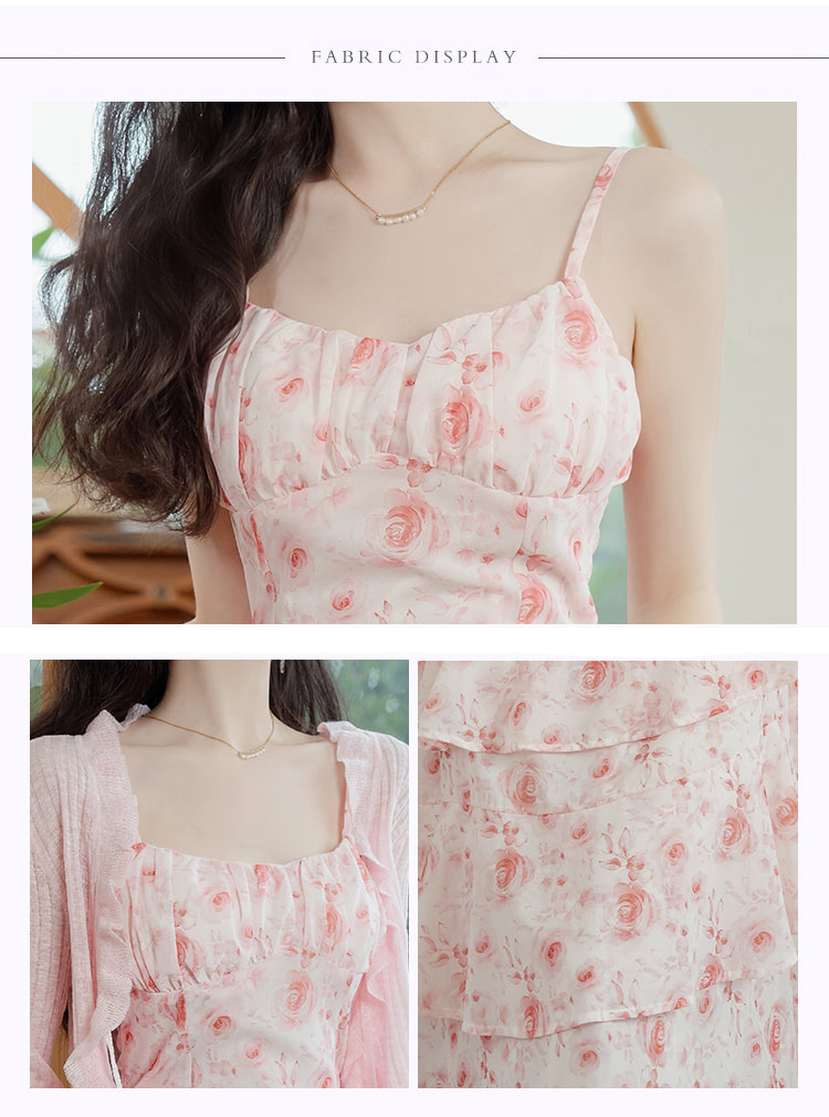 Aesthetic-Pink-Ruffle-Floral-Print-Casual-Vacation-Slip-Dress-with-Cardigan08