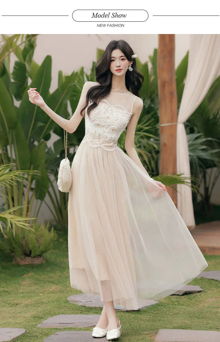 Apricot-Sheer-Neckline-Lace-Bodice-Flowy-Tulle-Sleeveless-Casual-Dress11