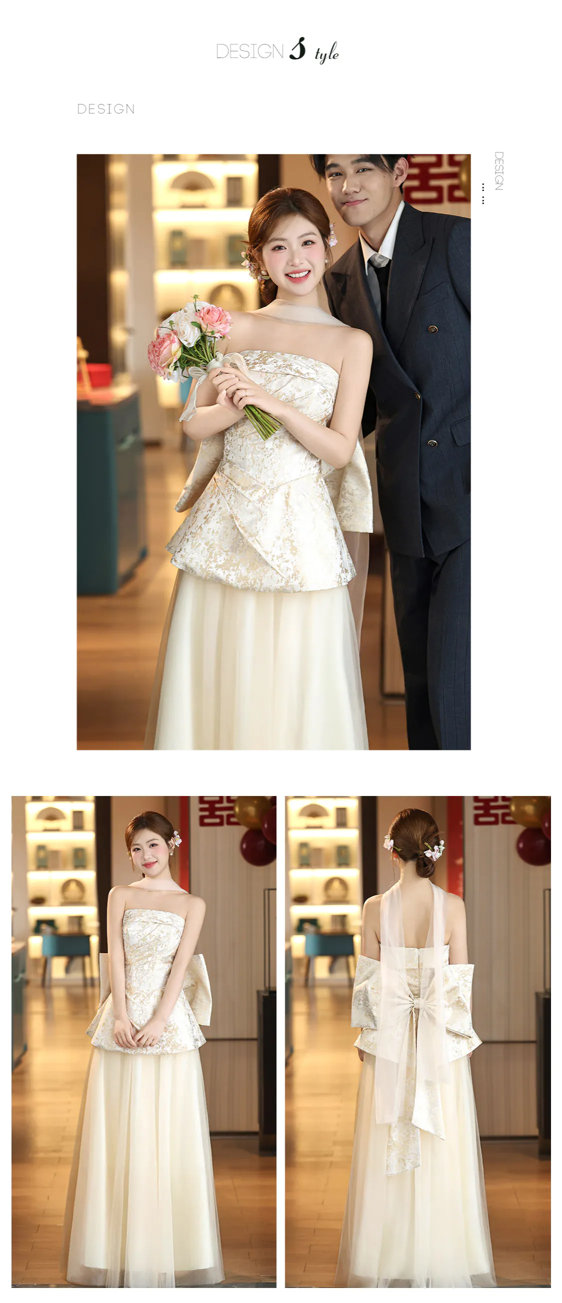 Champagne-Jacquard-Strapless-Peplum-Top-Flowing-Tulle-Skirt-Evening-Gown08