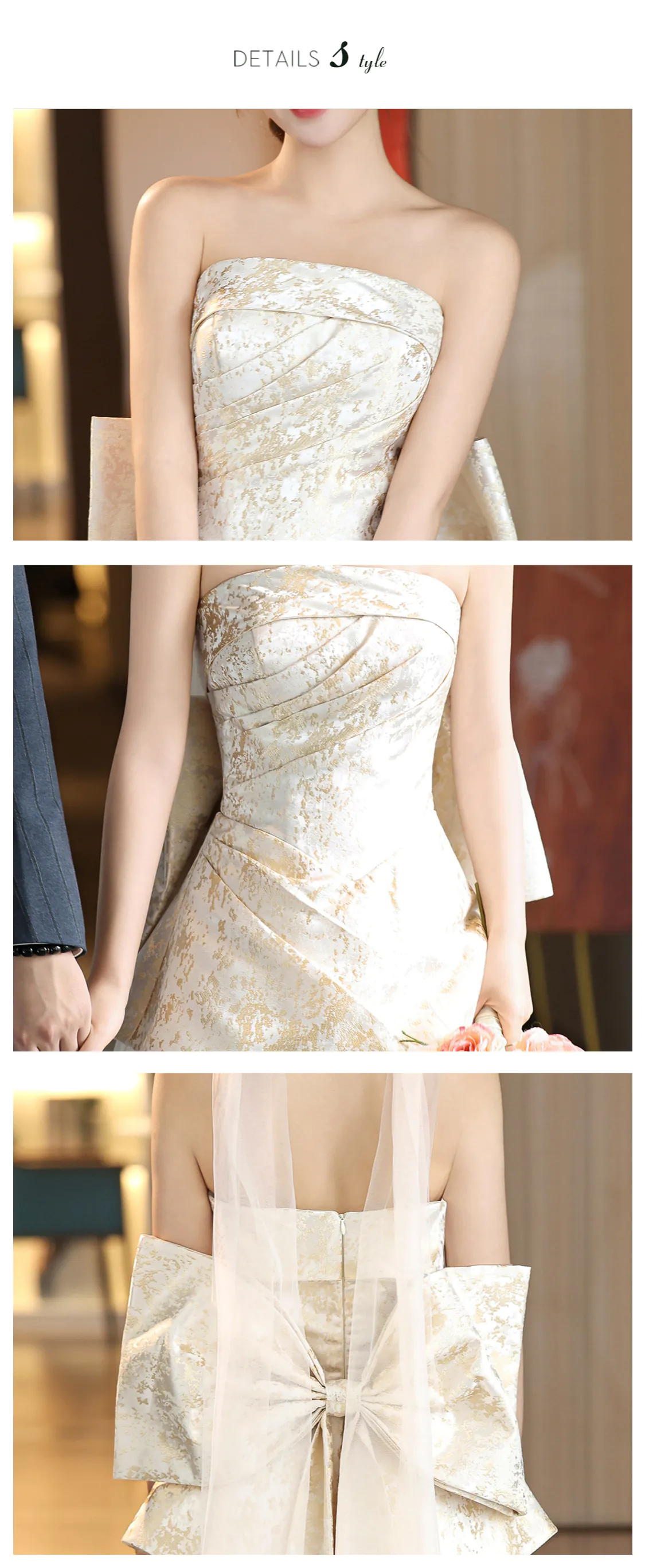 Champagne-Jacquard-Strapless-Peplum-Top-Flowing-Tulle-Skirt-Evening-Gown15