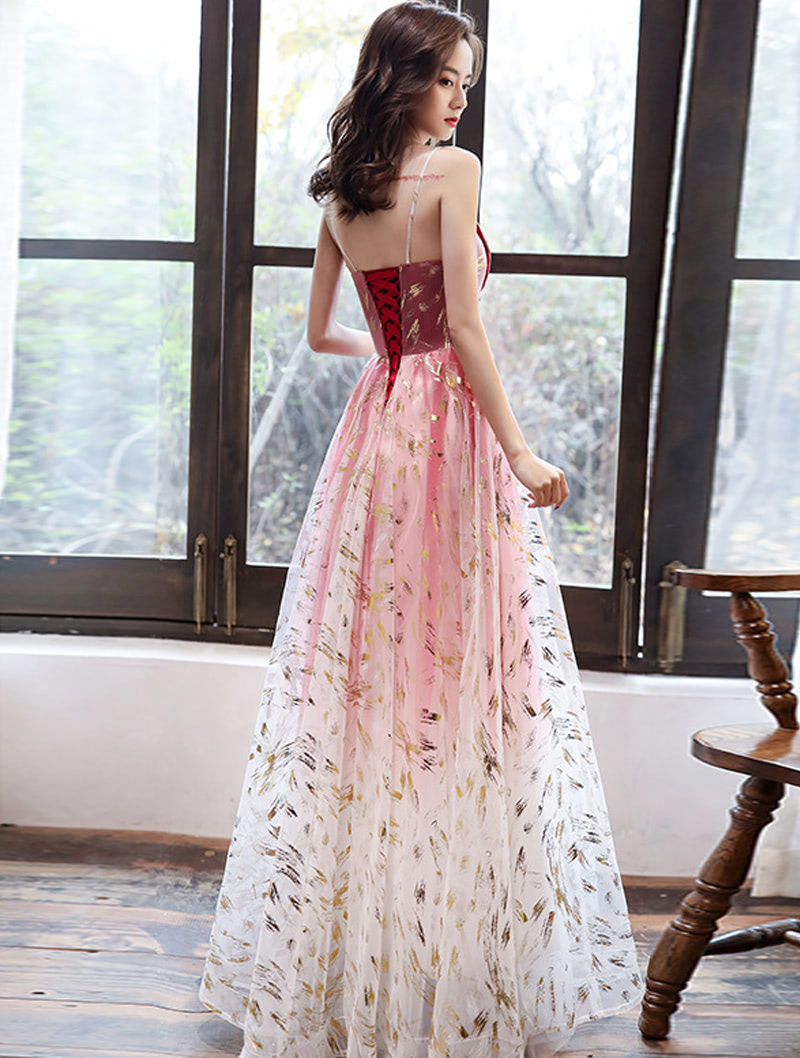 Charming Starry Gradient Red Evening Party Prom Long Dress04