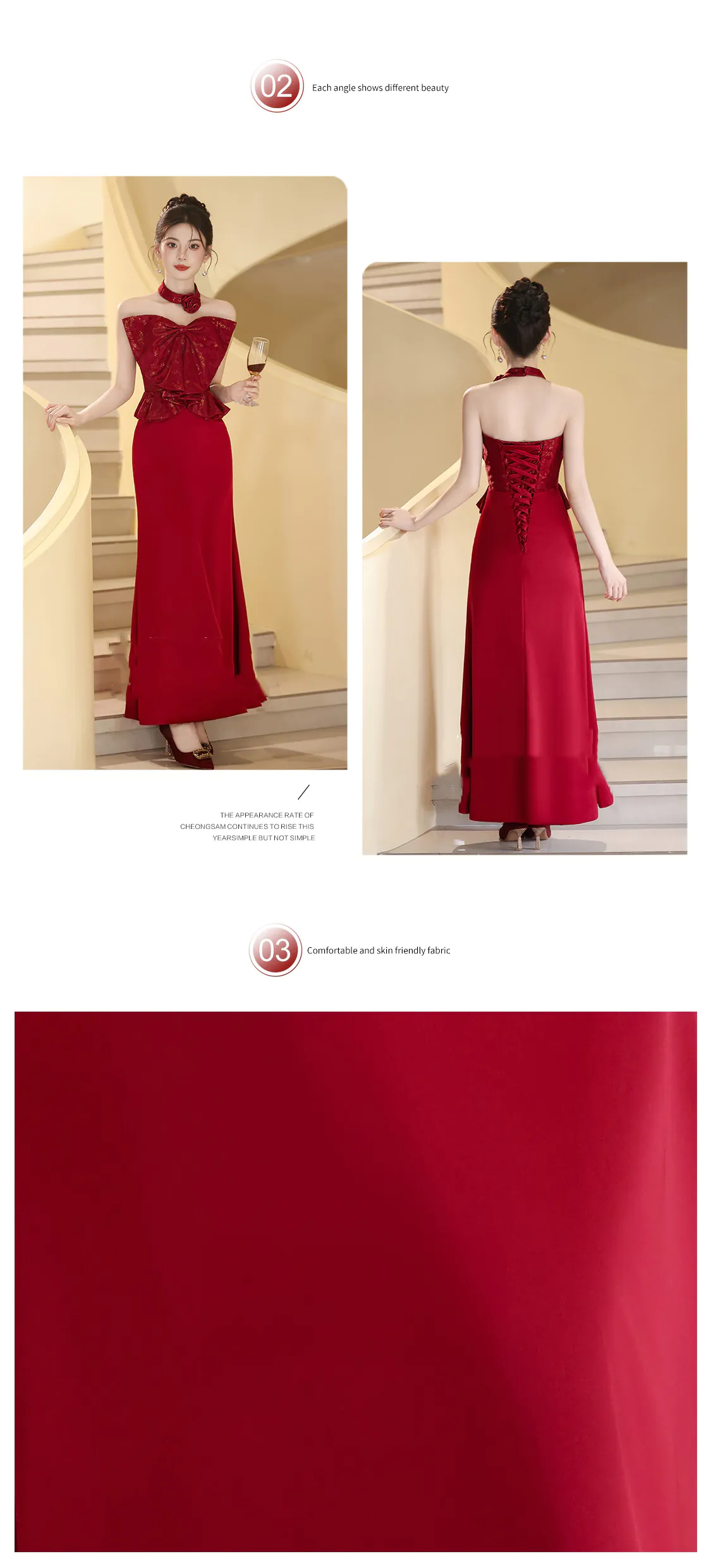 Chic-Vintage-Sleek-Burgundy-Strapless-Evening-Gown-with-Gold-Brocade-Bow10