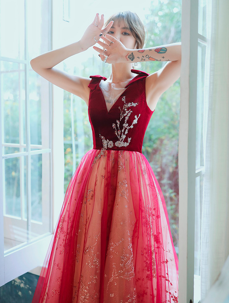 Dream Girl Wine Long Red Princess Dress02