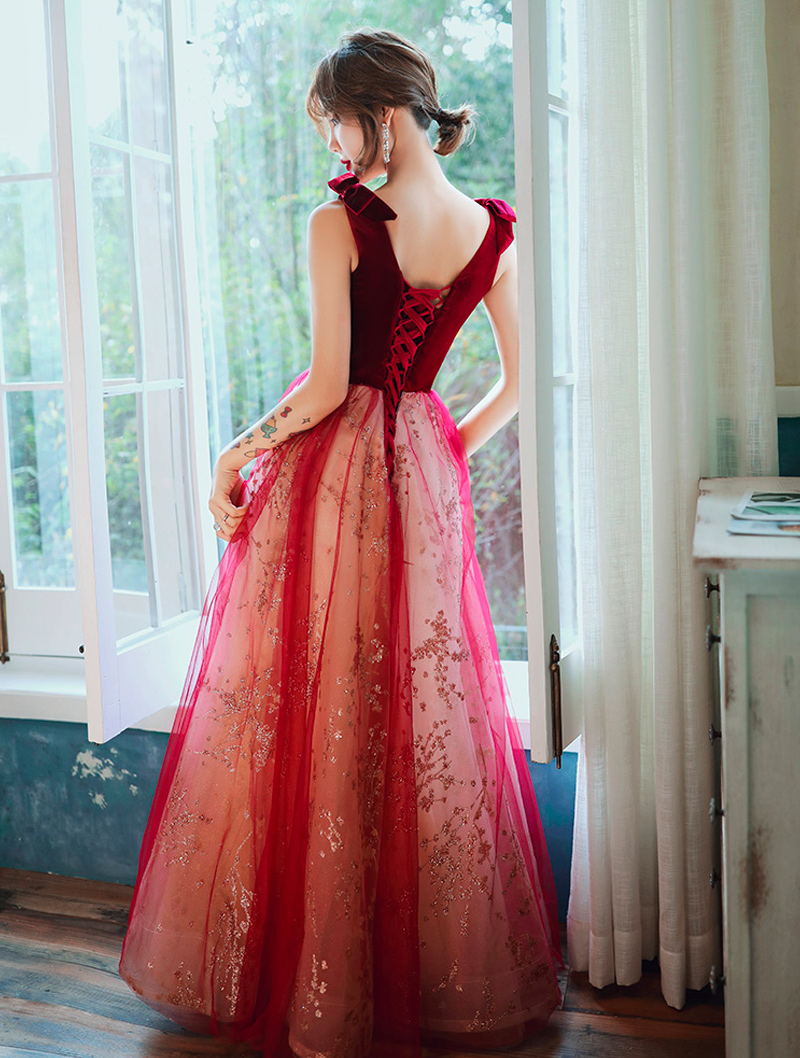 Dream Girl Wine Long Red Princess Dress01