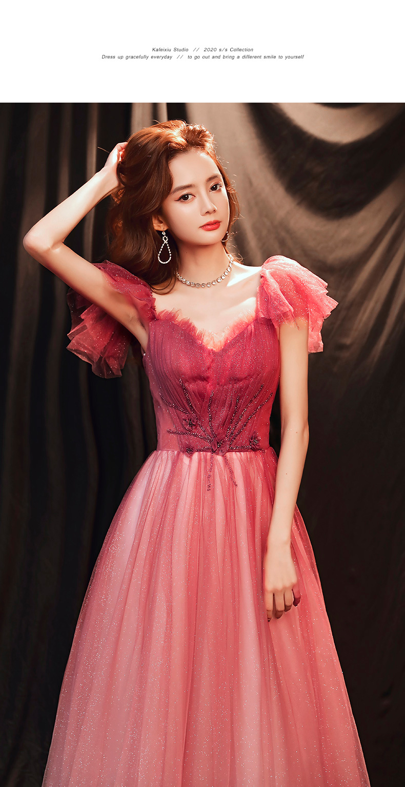 Elegant Gradient Red Off shoulder Long Dress07