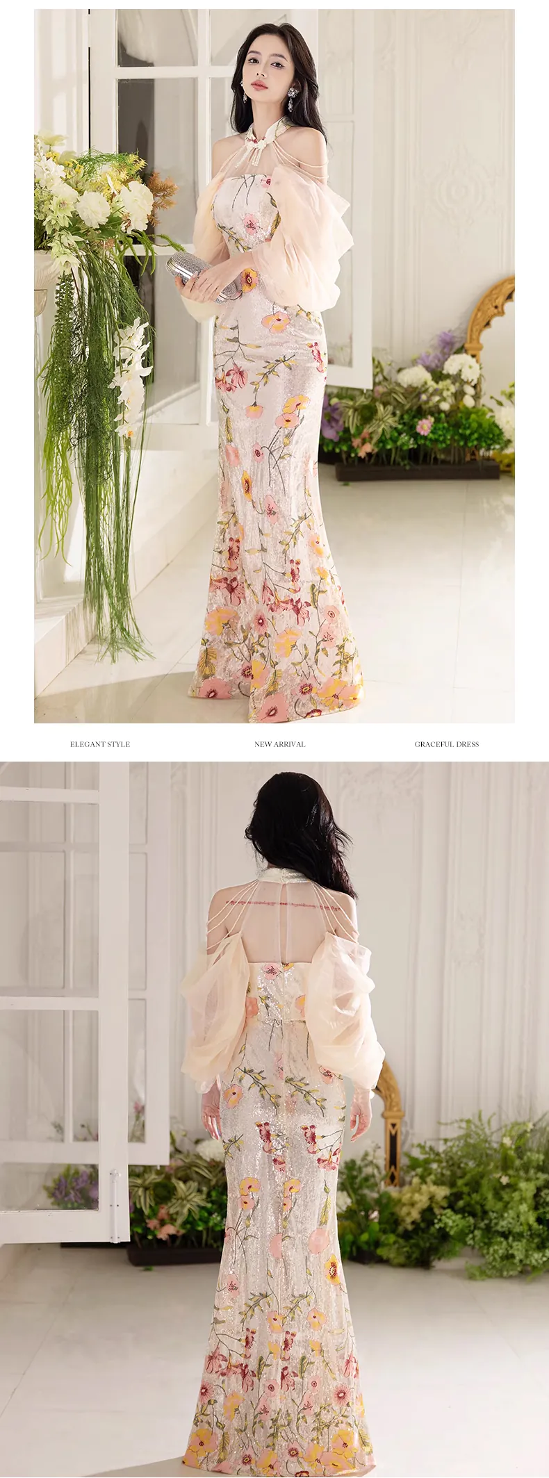 Elegant-Off-Shoulder-Halter-Neck-Floral-Mermaid-Evening-Dress-Party-Gown15
