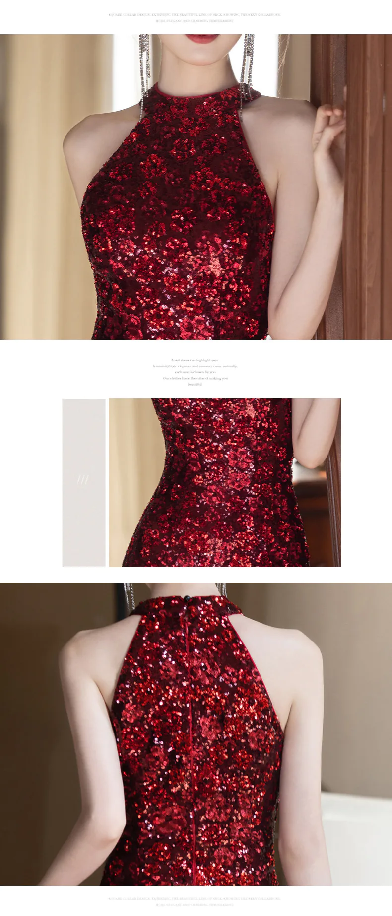 Glamor-Wine-Red-Halter-Neck-Sequin-Mermaid-Evening-Dress-Formal-Gown09