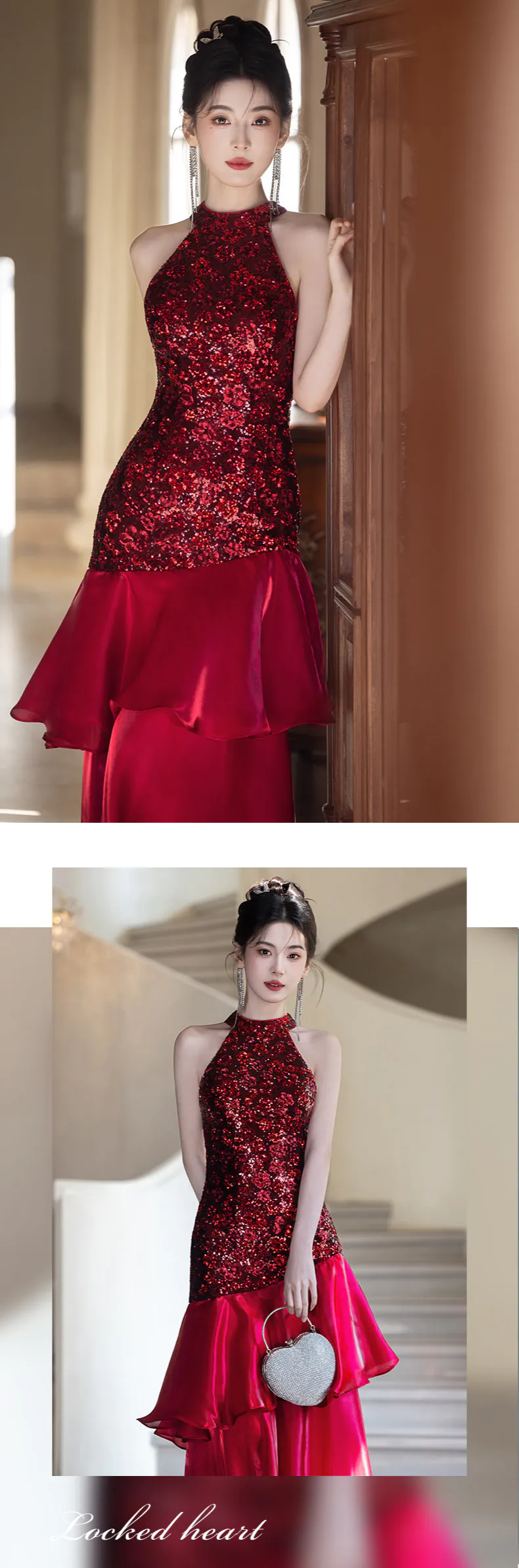 Glamor-Wine-Red-Halter-Neck-Sequin-Mermaid-Evening-Dress-Formal-Gown12