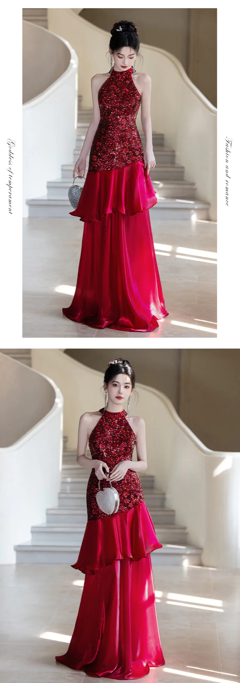 Glamor-Wine-Red-Halter-Neck-Sequin-Mermaid-Evening-Dress-Formal-Gown13