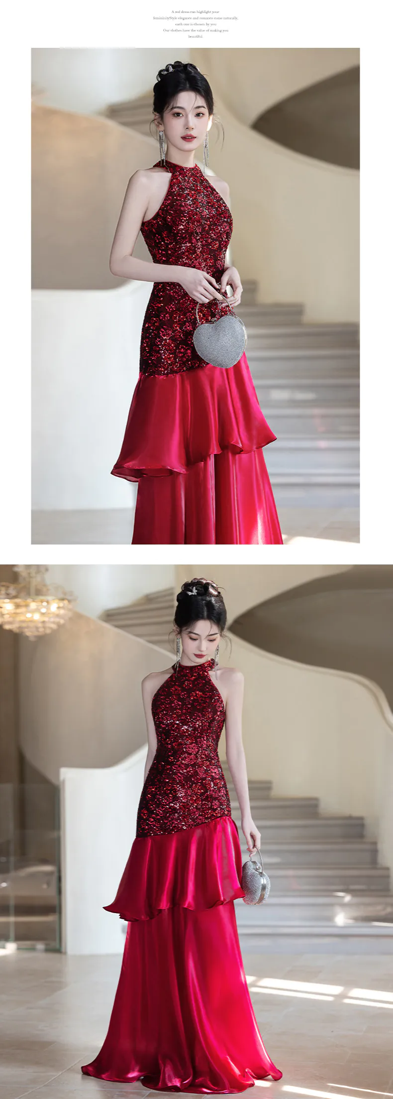 Glamor-Wine-Red-Halter-Neck-Sequin-Mermaid-Evening-Dress-Formal-Gown14