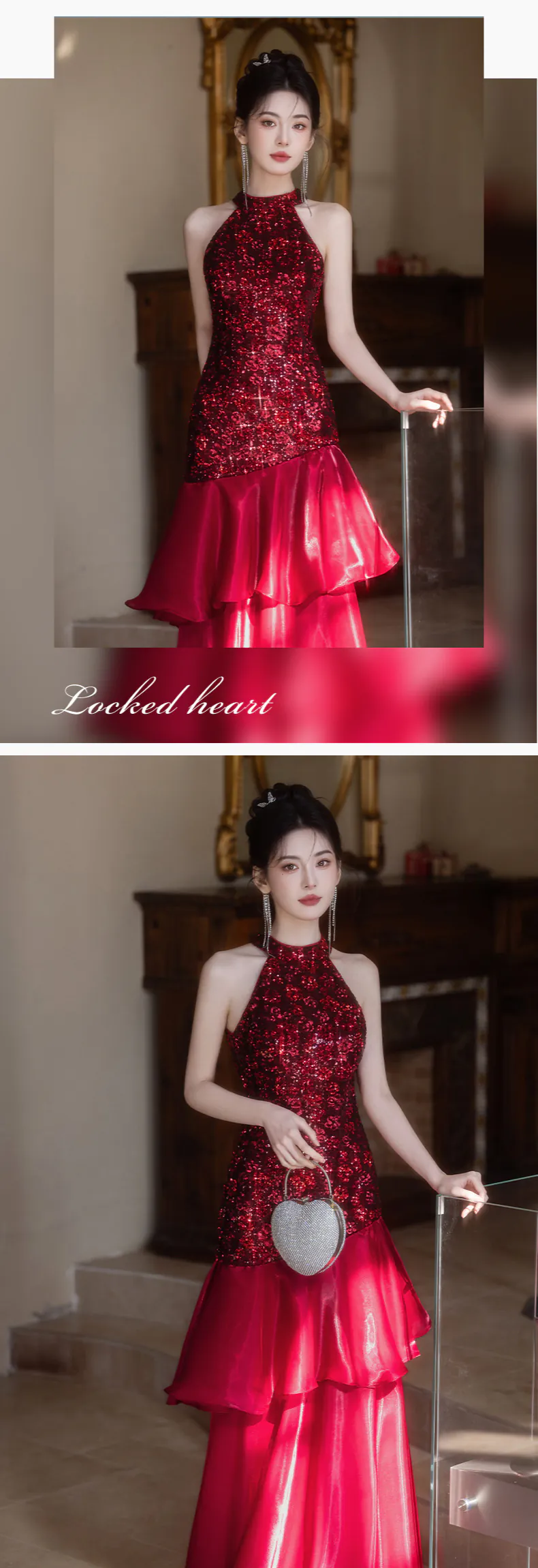 Glamor-Wine-Red-Halter-Neck-Sequin-Mermaid-Evening-Dress-Formal-Gown16