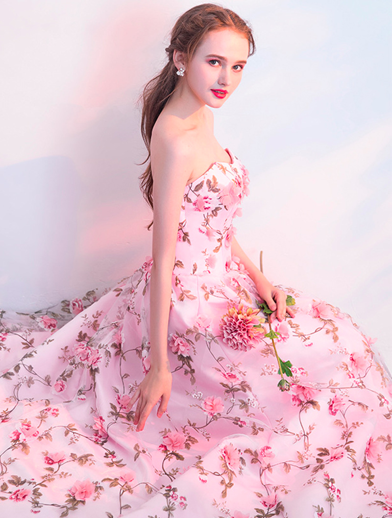 Handmade A line Pink Long Lace Prom Dress03