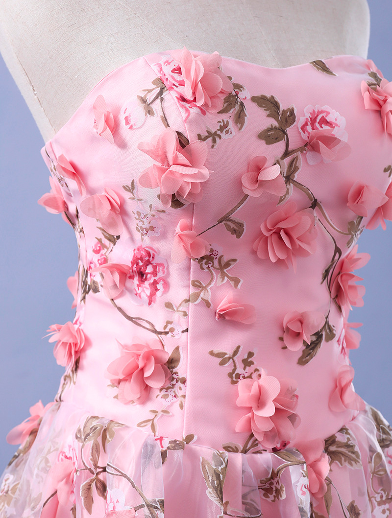 Handmade A-line Pink Long Lace Prom Dress01
