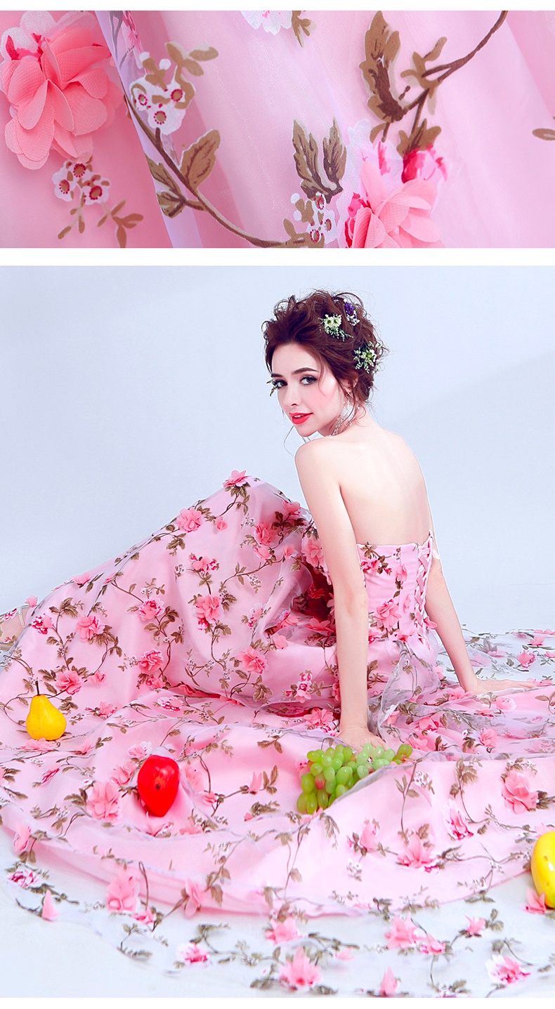 Handmade A line Pink Long Lace Prom Dress10