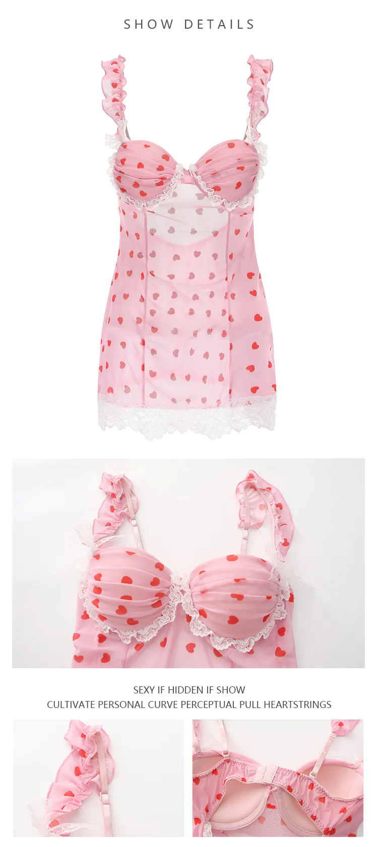 Kawaii-Pink-Sweetheart-Print-Lace-Trim-Cami-Lingerie-Sleepwear-Nightgown14