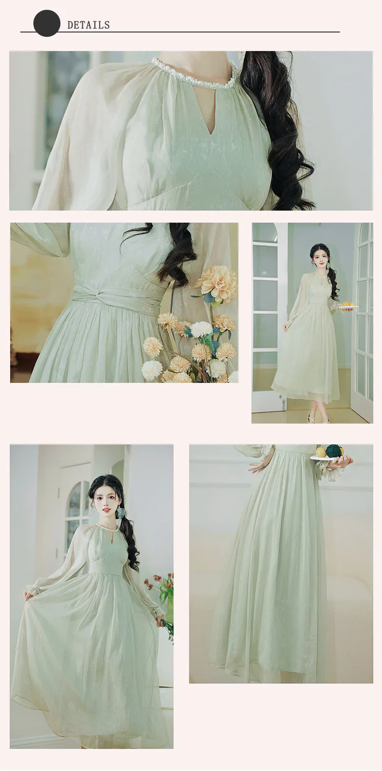 Ladies-Gentle-French-Style-Pale-Green-Chiffon-Flowy-Summer-Casual-Dress09