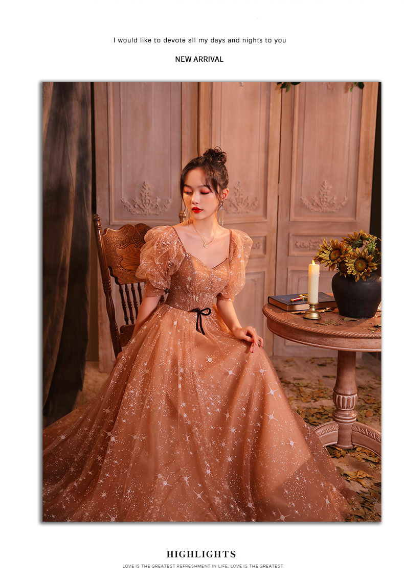 Luxury Champagne Color Full Length Evening Party Dress07