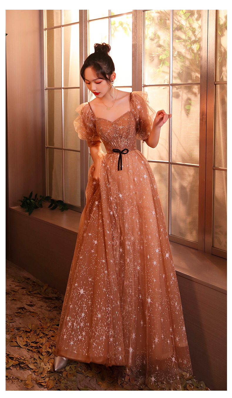 Luxury Champagne Color Full Length Evening Party Dress12