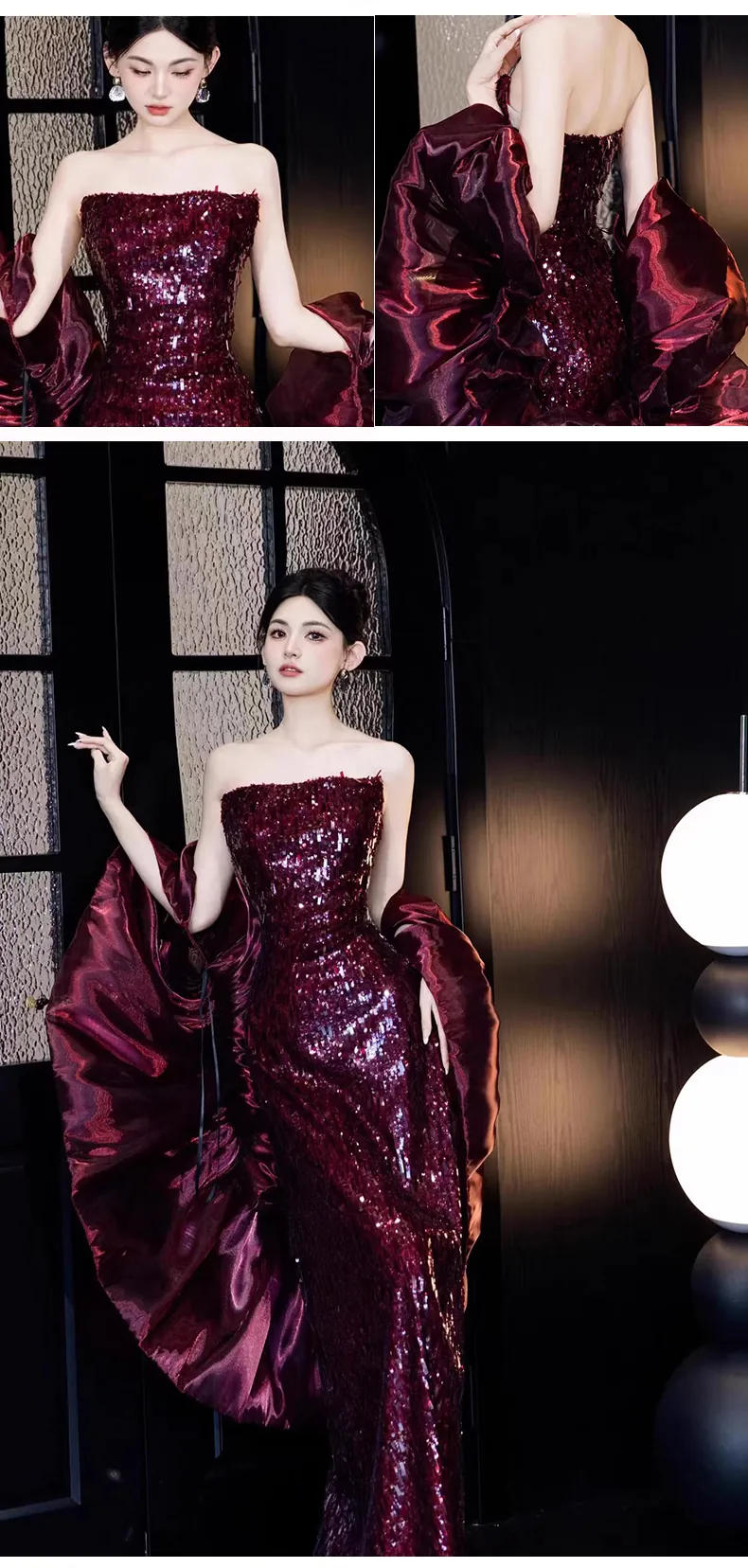Luxury-Wine-Red-Strapless-Flowing-Sleeve-Formal-Banquet-Party-Dress09