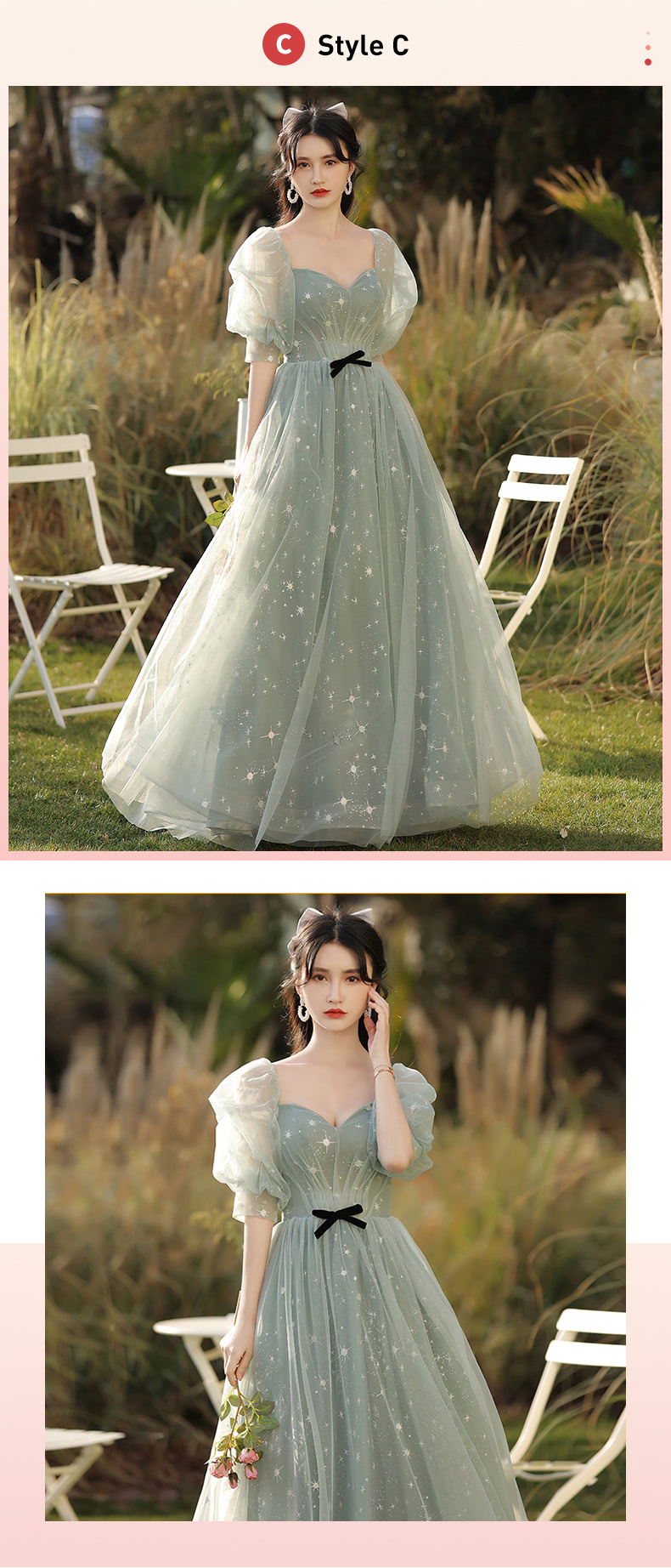 Mint Green Boho Wedding Long Bridesmaid Dress with Sleeves19