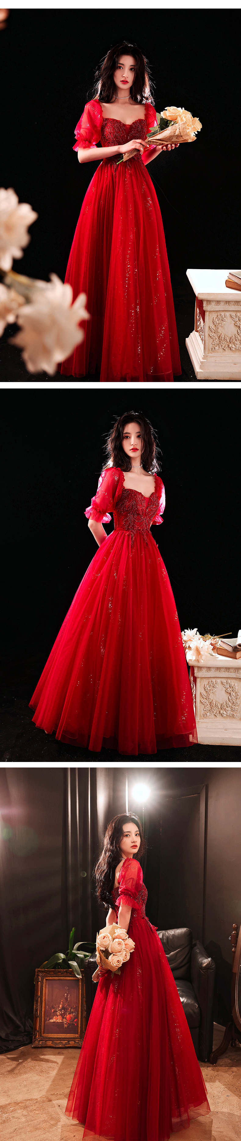 Red Prom Dress for Wedding Toast, Party and Banquet15