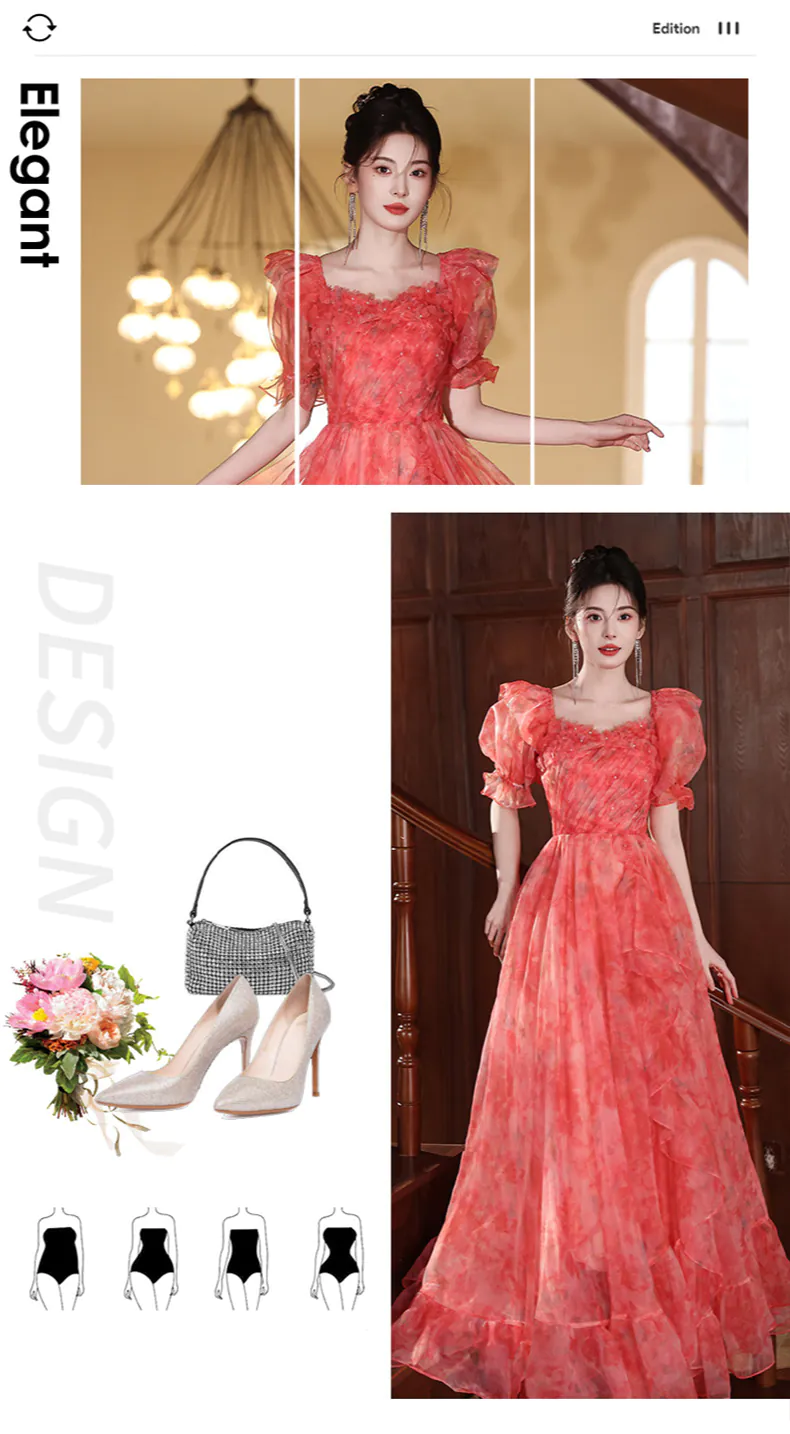 Romantic-A-Line-Red-Organza-Short-Puff-Sleeves-Off-Shoulder-Evening-Dress08