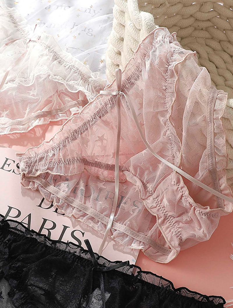 Sexy Transparent Lace Bowknot Panties Briefs Underwear04