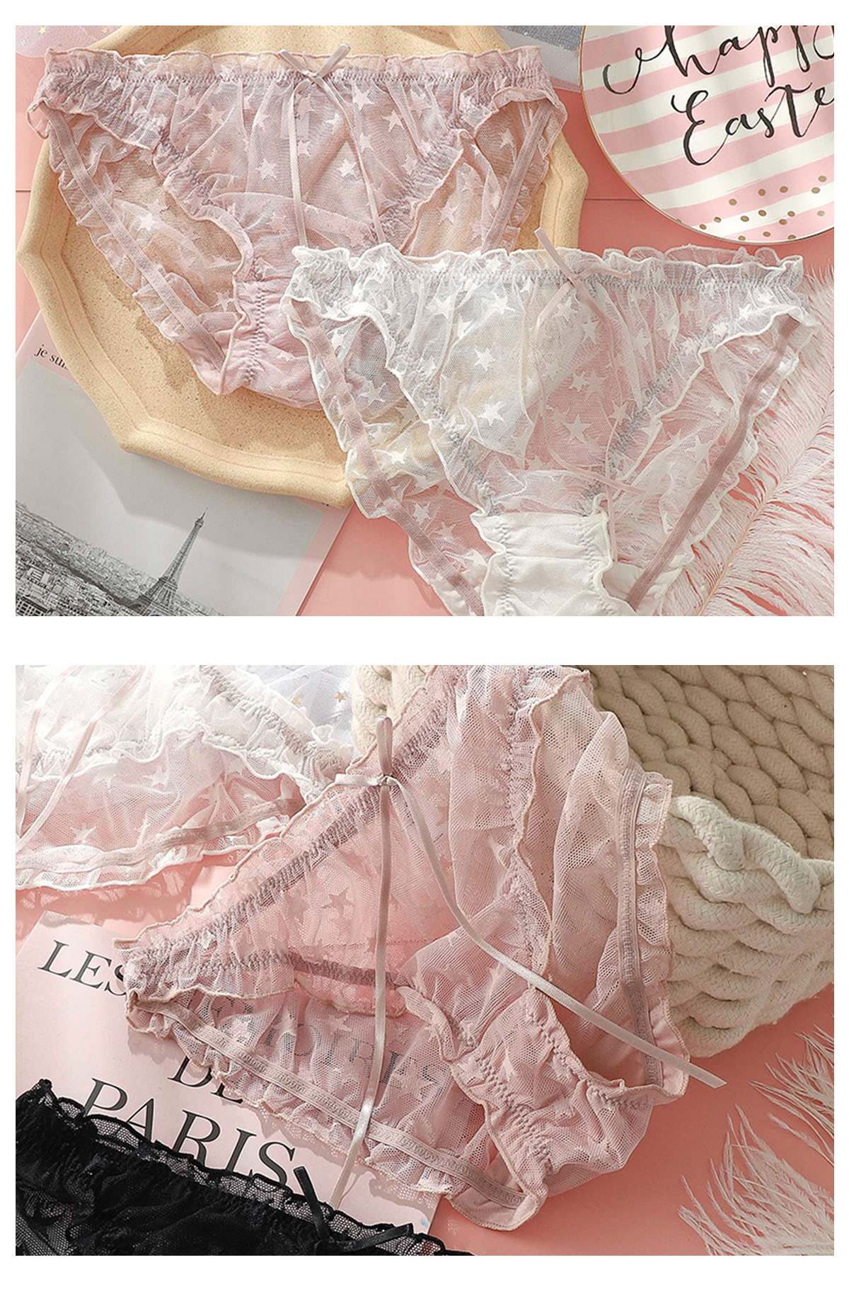 Sexy Transparent Lace Bowknot Panties Briefs Underwear12