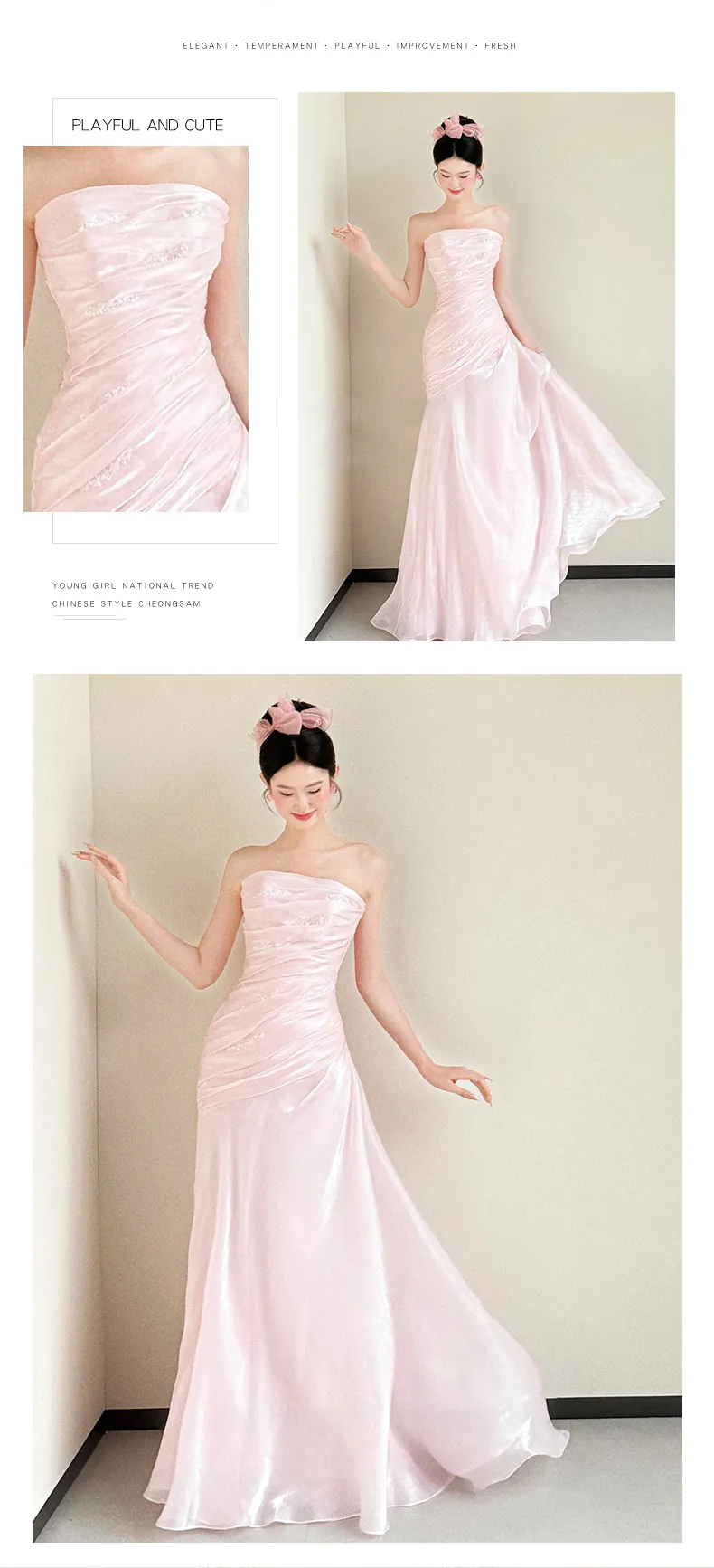 Soft-Pink-Glossy-Strapless-Evening-Dress-Ruched-Bridal-Morning-Maxi-Gown11