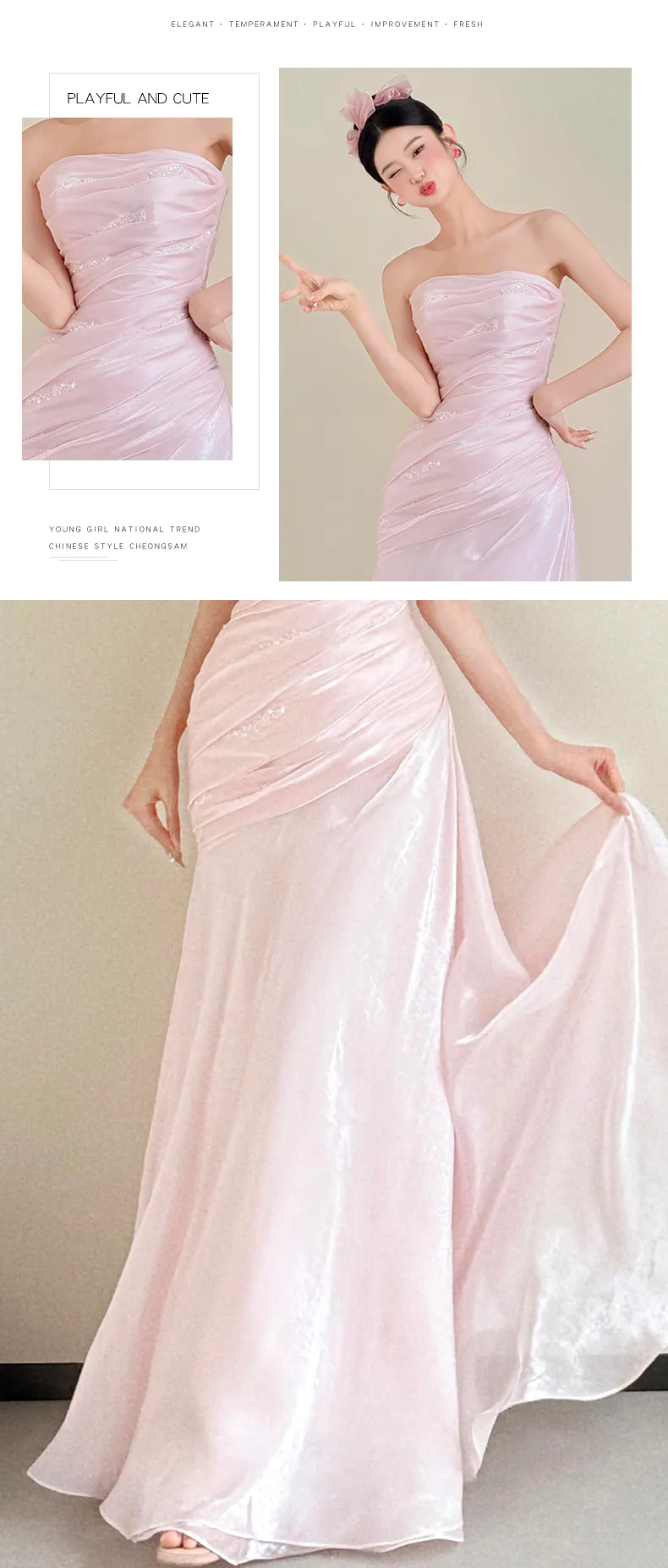 Soft-Pink-Glossy-Strapless-Evening-Dress-Ruched-Bridal-Morning-Maxi-Gown13