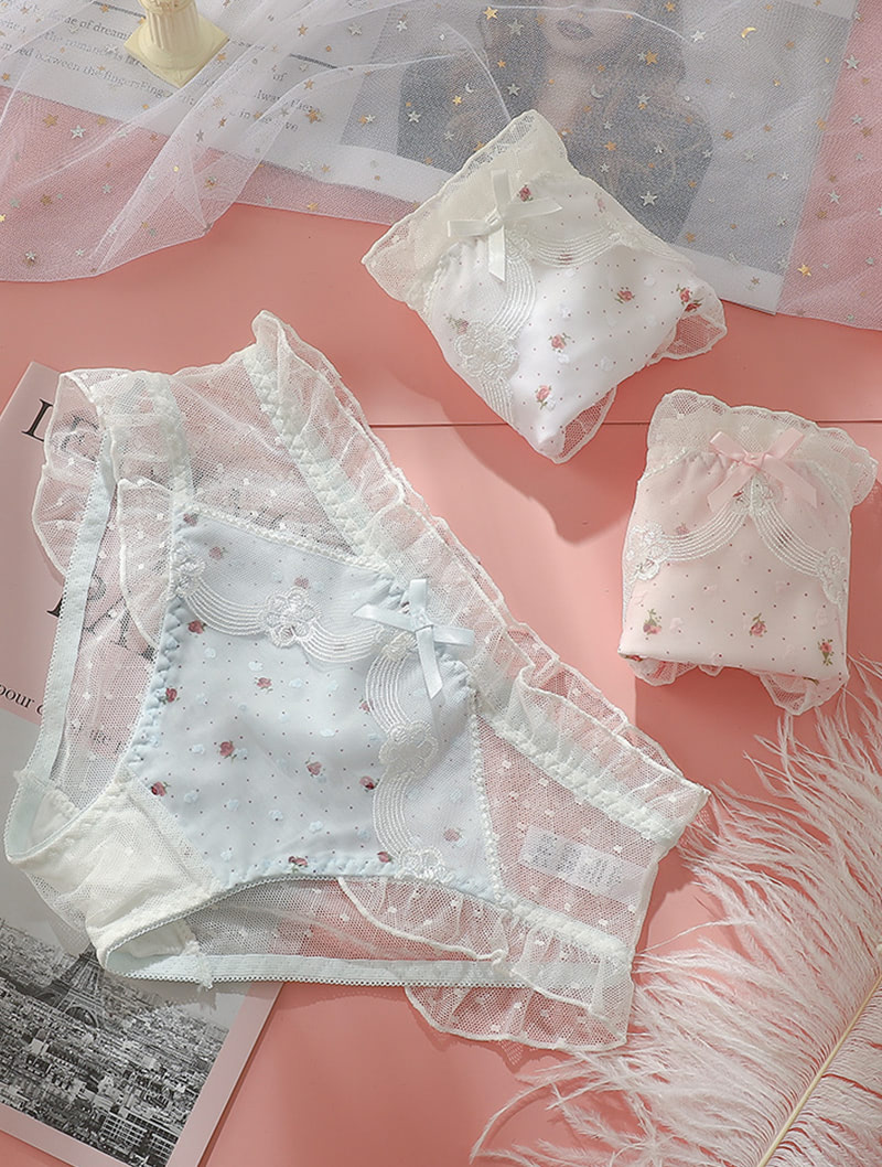 Soft Sexy Lace Underwear Briefs with Printed Fresh Flora03