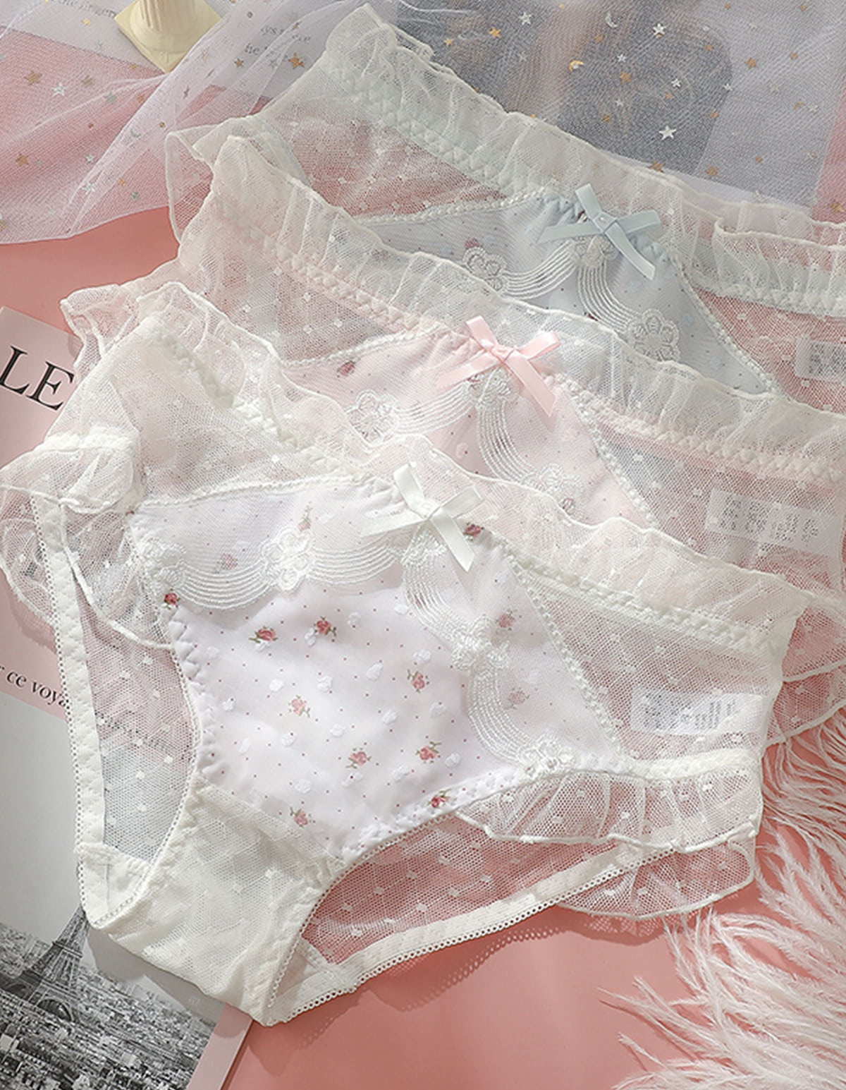 Soft Sexy Lace Underwear Briefs with Printed Fresh Flora10