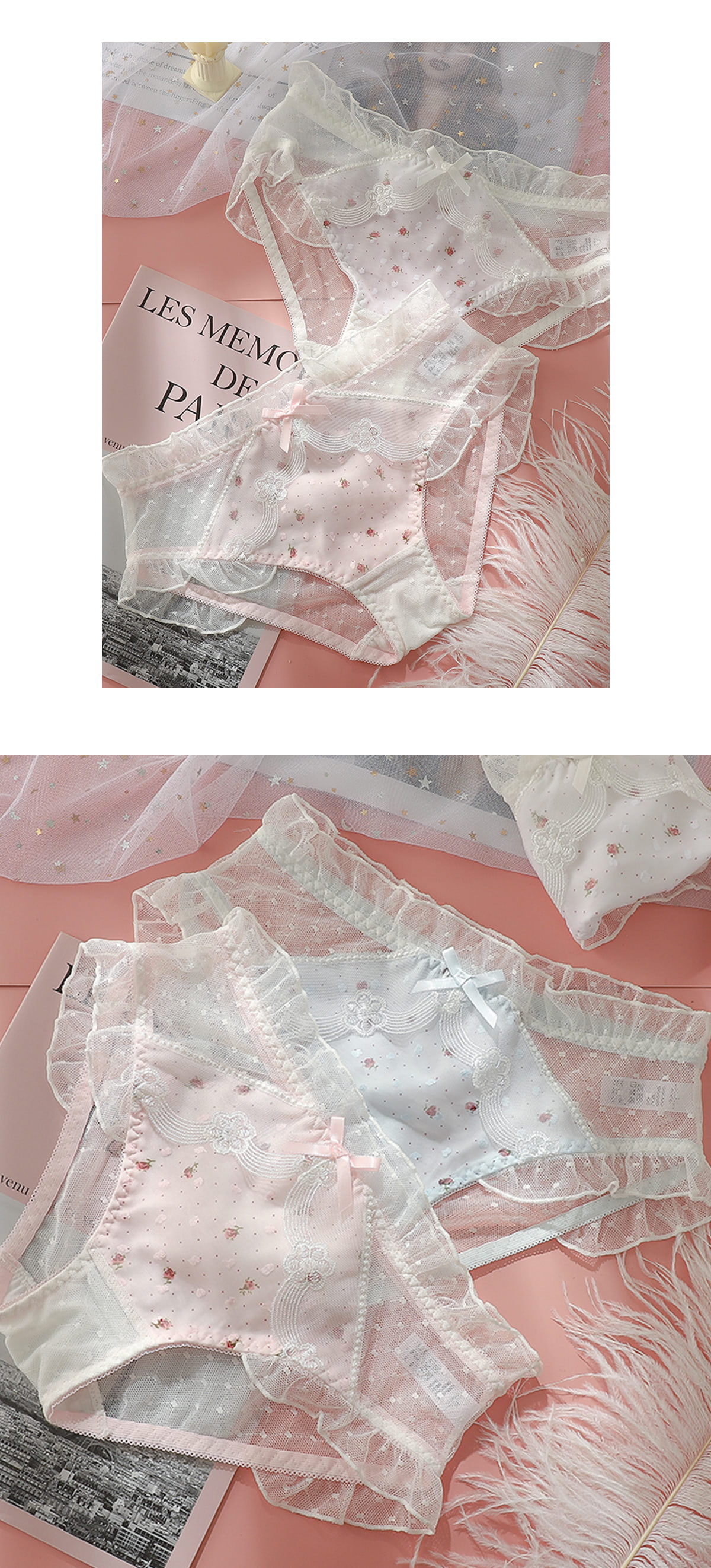 Soft Sexy Lace Underwear Briefs with Printed Fresh Flora13