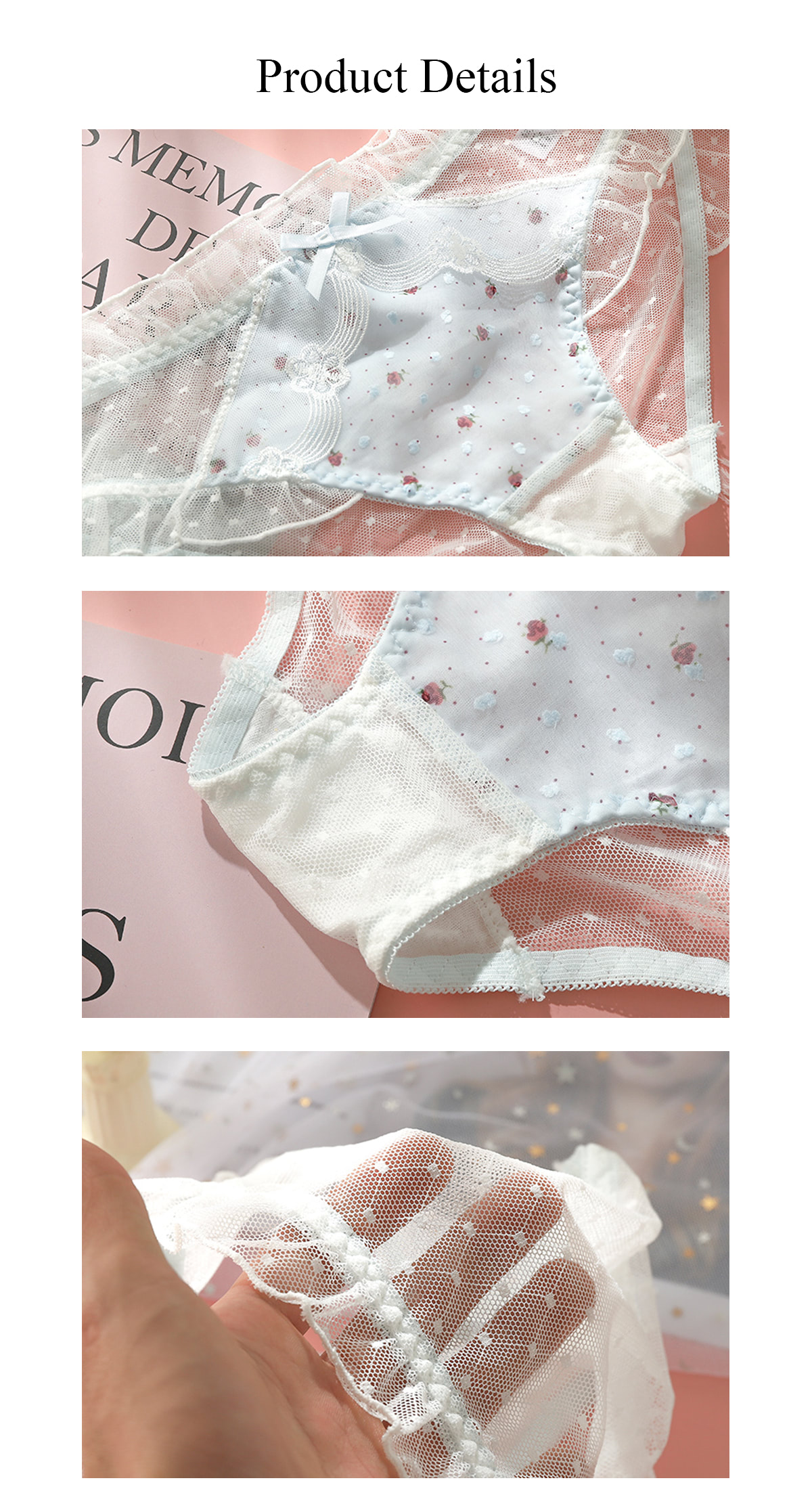 Soft Sexy Lace Underwear Briefs with Printed Fresh Flora14