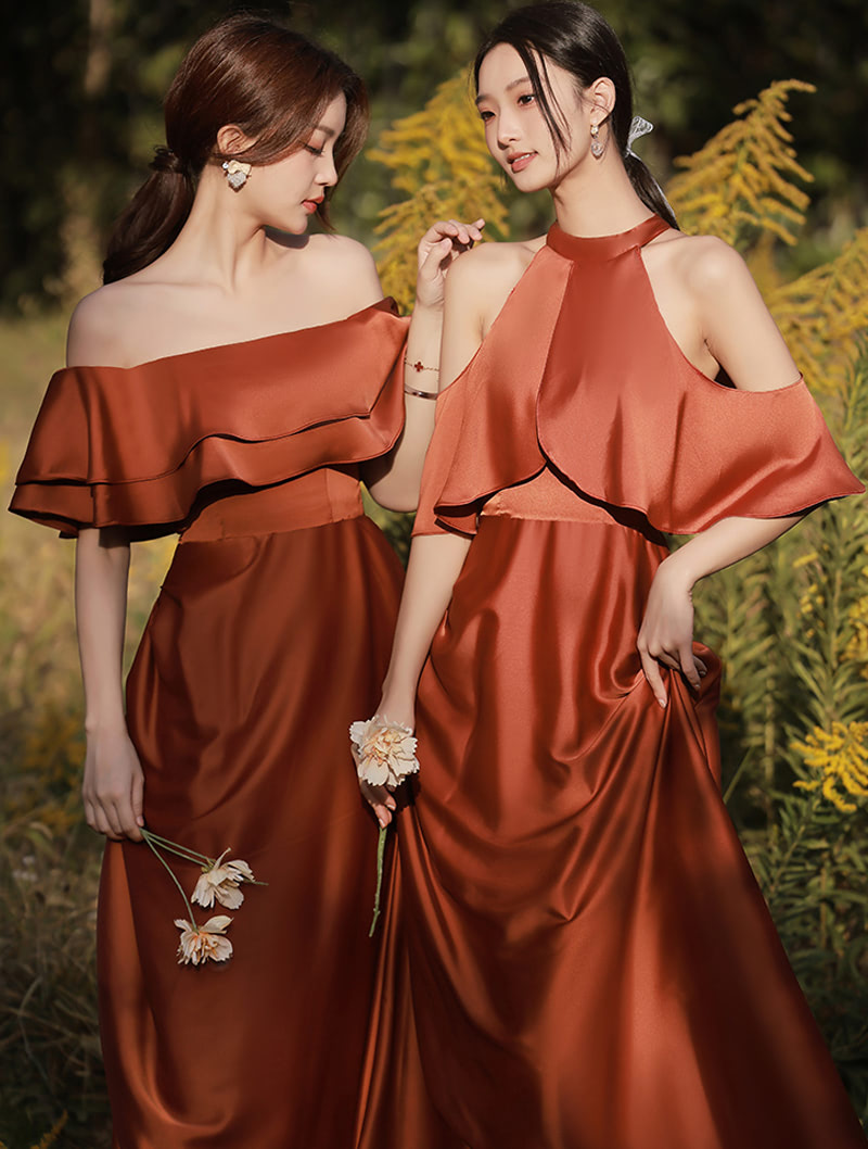 Sweet Brick Red Bridesmaid Dress Summer Wedding Guest Outfits02