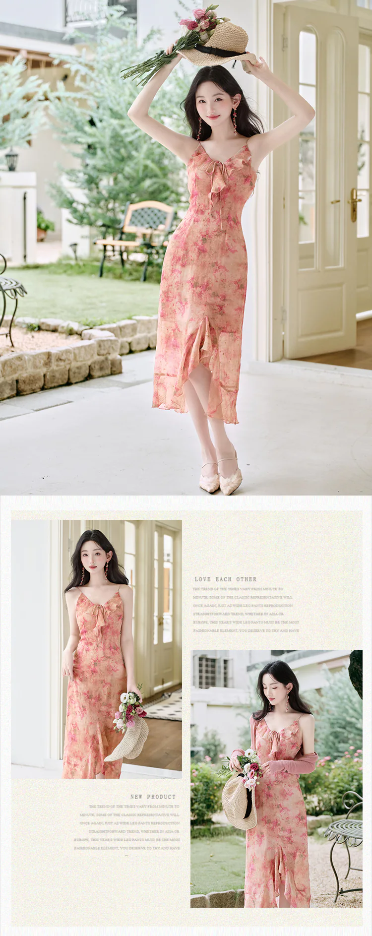 Sweet-Gold-Stamped-Floral-Slip-Dress-with-Long-Sleeve-Shrug-Cardigan-Set14