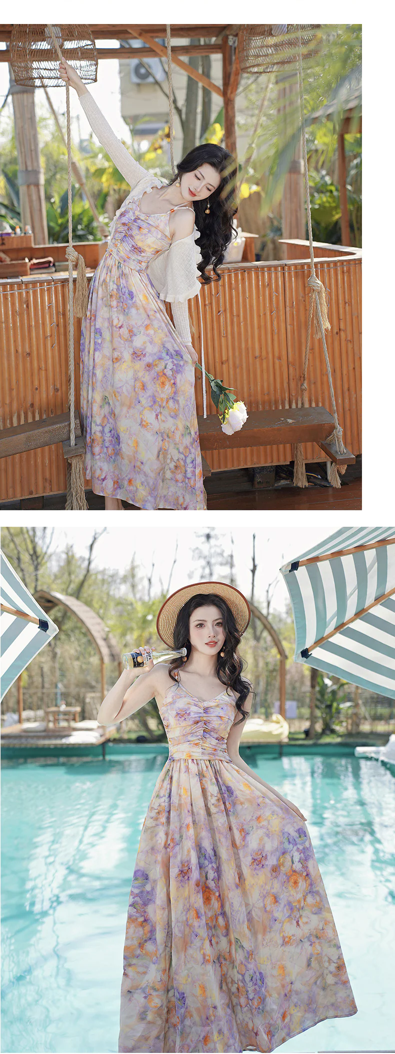 Sweet-Oil-Painting-Ombre-Floral-Casual-Strap-Dress-with-Cardigan-Set18