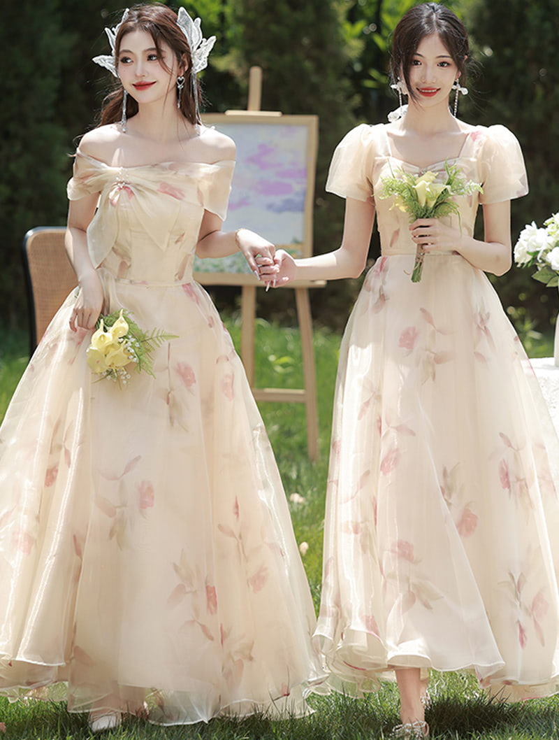 Sweet Short Sleeve Floral Summer Bridesmaid Wedding Guest Dress01