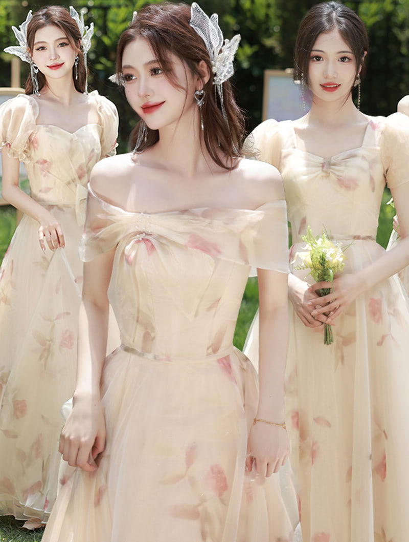 Sweet Short Sleeve Floral Summer Bridesmaid Wedding Guest Dress02