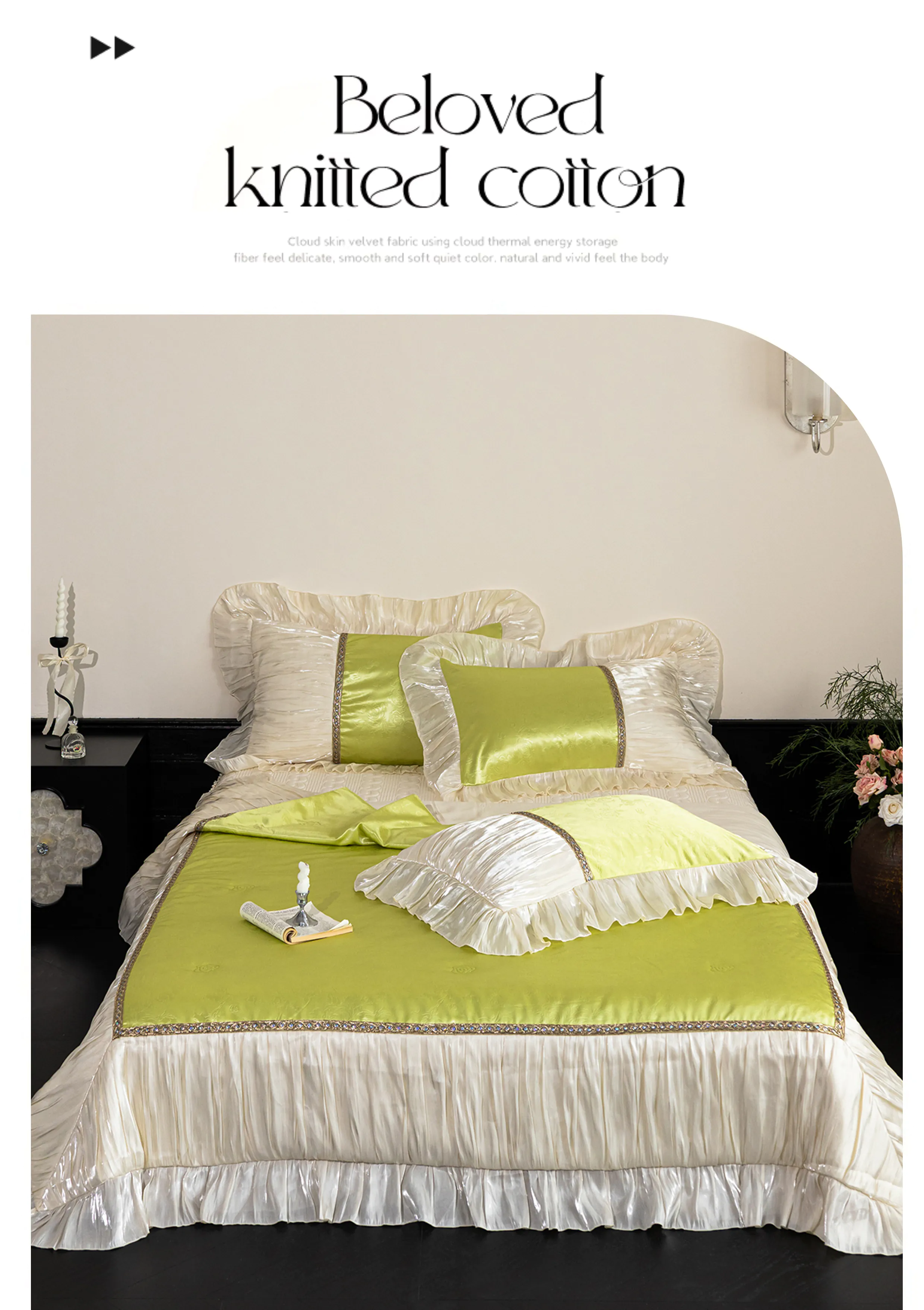 Ultra-Soft-Green-Tencel-Cotton-Pleated-Ruffle-Edges-4-Piece-Bedspread-Set07