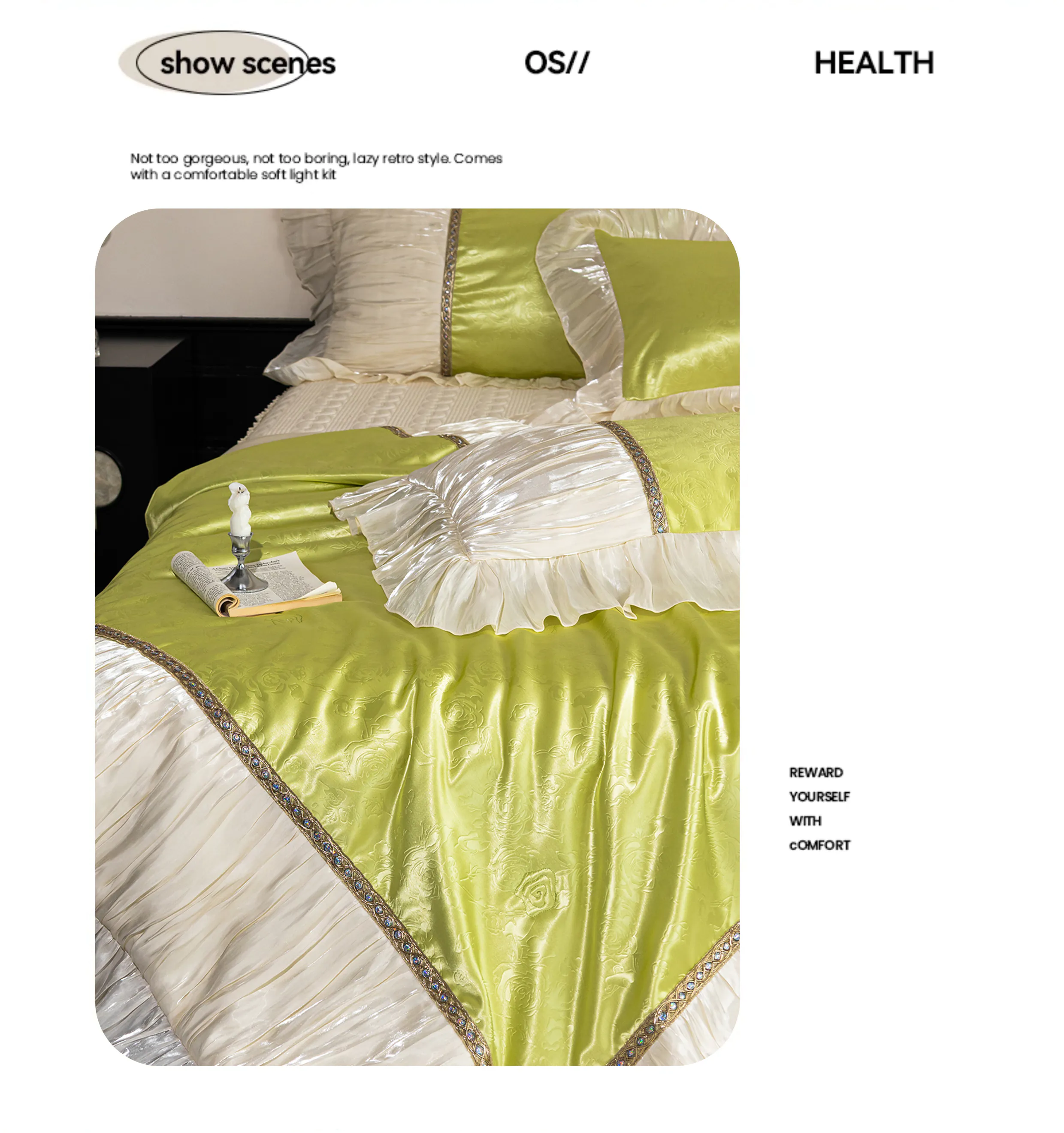 Ultra-Soft-Green-Tencel-Cotton-Pleated-Ruffle-Edges-4-Piece-Bedspread-Set08
