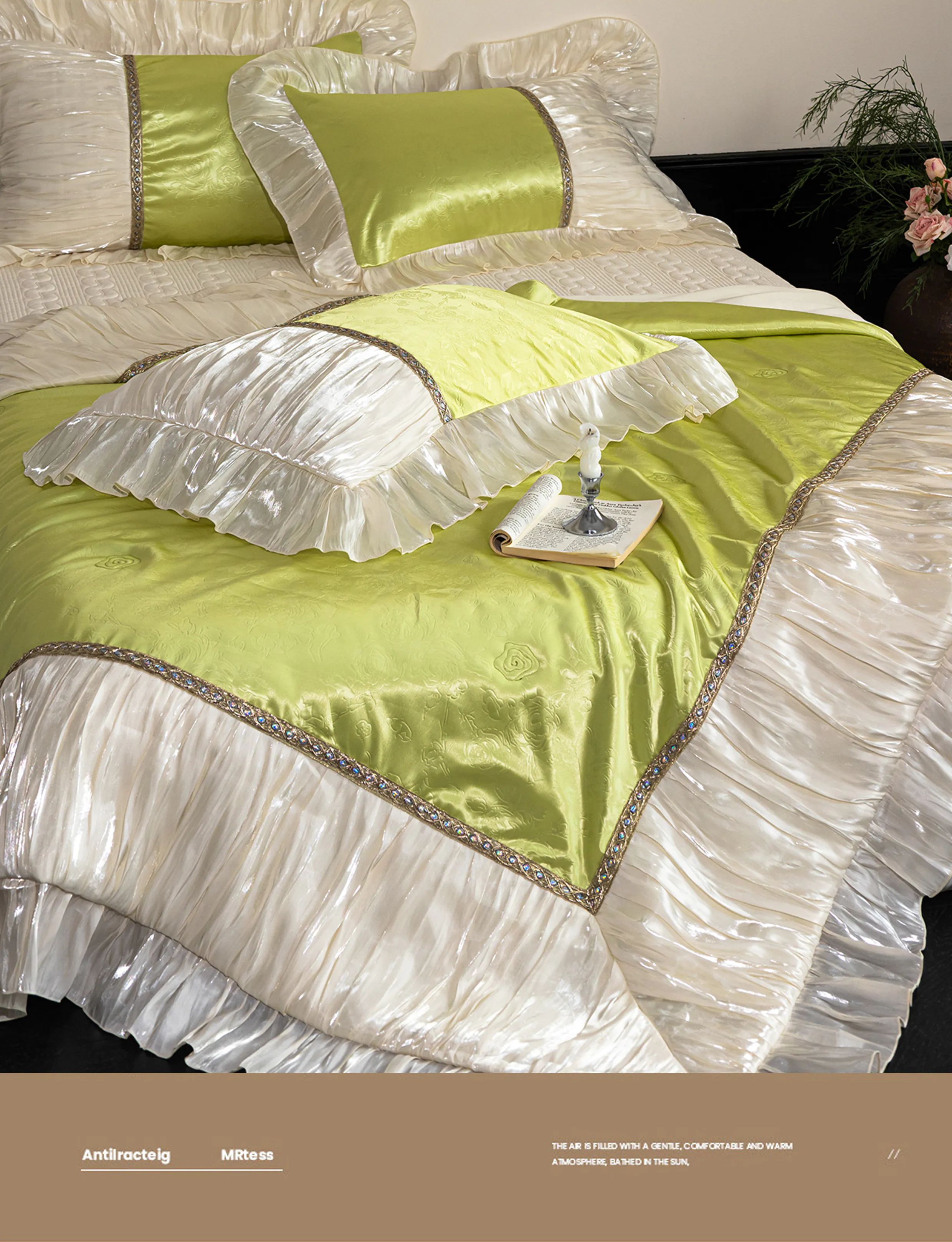 Ultra-Soft-Green-Tencel-Cotton-Pleated-Ruffle-Edges-4-Piece-Bedspread-Set09